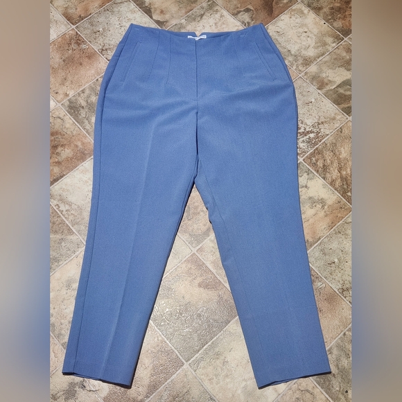 NINE WEST Women's High-Waist Pleated Pants- Light Blue with zipper  front Sz 14L - Picture 5 of 11